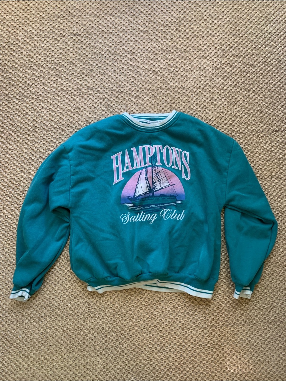 Hamptons Sailing Club Teal Crewneck Sweater women’s justice Too